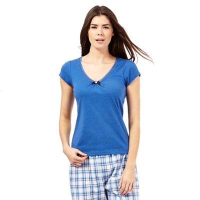 Lounge & Sleep Blue plain short sleeved pyjama top